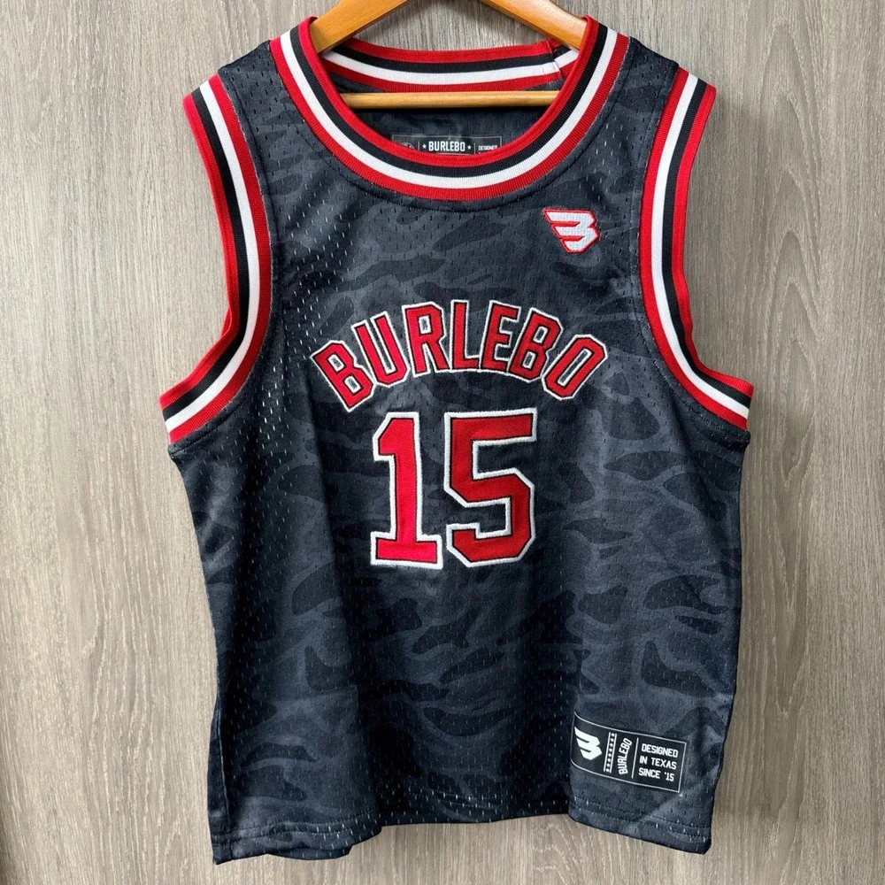 Burlebo Basketball Jersey Boy 8 Black Camo Outdoors 15 Sporty Streetwear